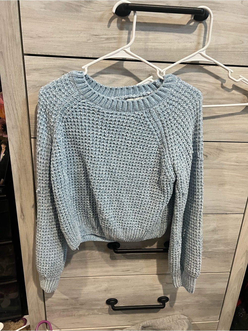GENERATION Y Sky Blue Waffle Crewneck Sweater